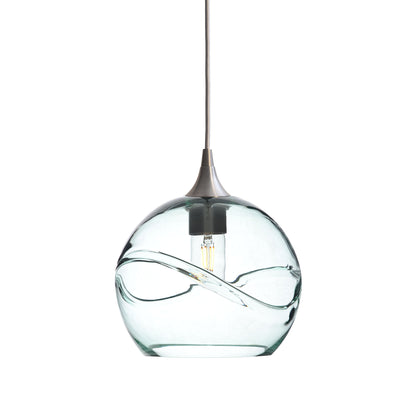 768 Single Pendant Light-Bicycle Glass Co-Brushed Nickel - 4ft Cord-Swell-Eco Clear-Bicycle Glass Co