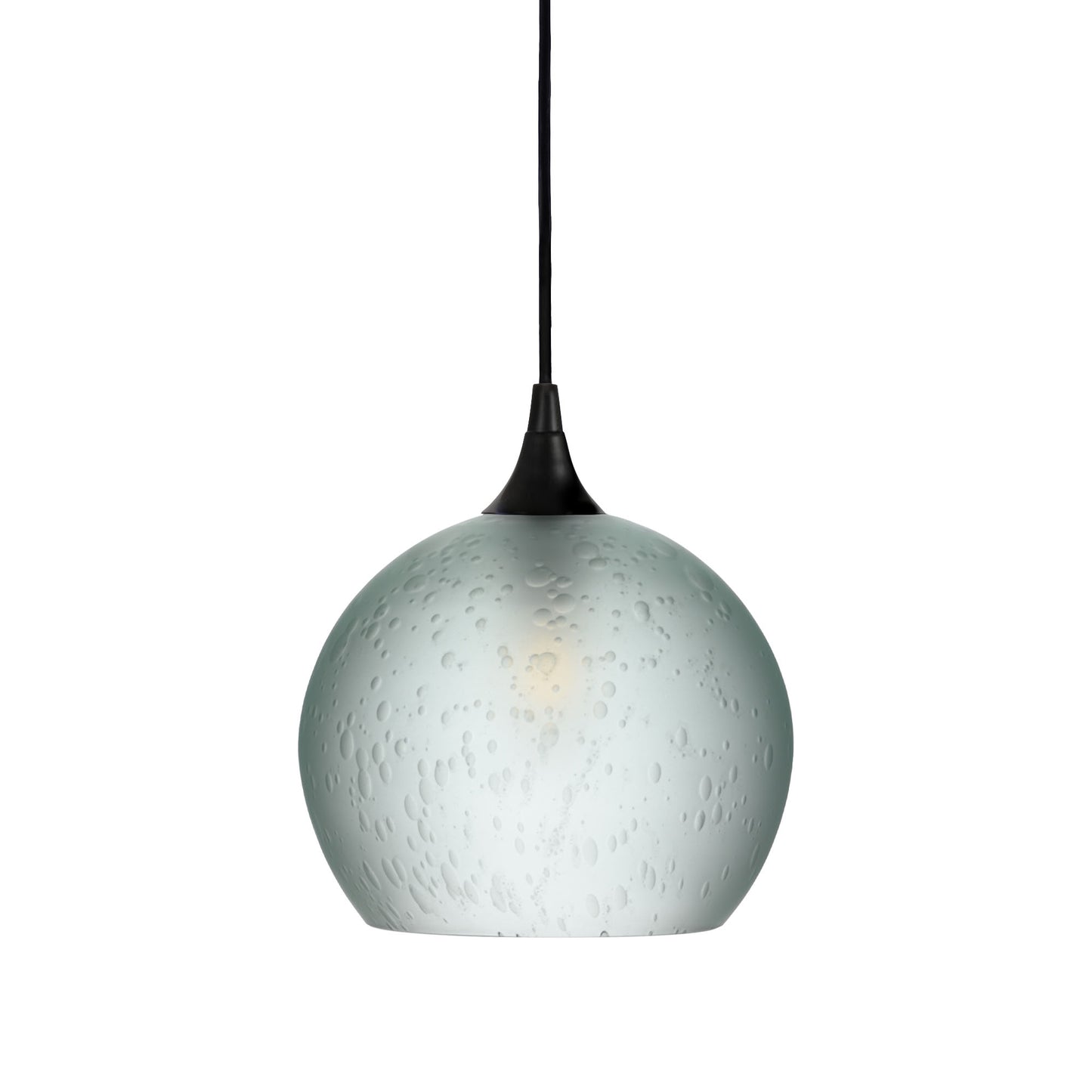 768 Single Pendant Light-Bicycle Glass Co-Matte Black 15ft Cord + Track Mount-Celestial-Eco Clear-Bicycle Glass Co
