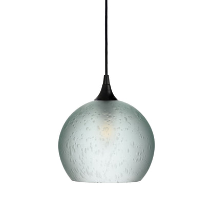 768 Single Pendant Light-Bicycle Glass Co-Matte Black 15ft Cord + Track Mount-Celestial-Eco Clear-Bicycle Glass Co