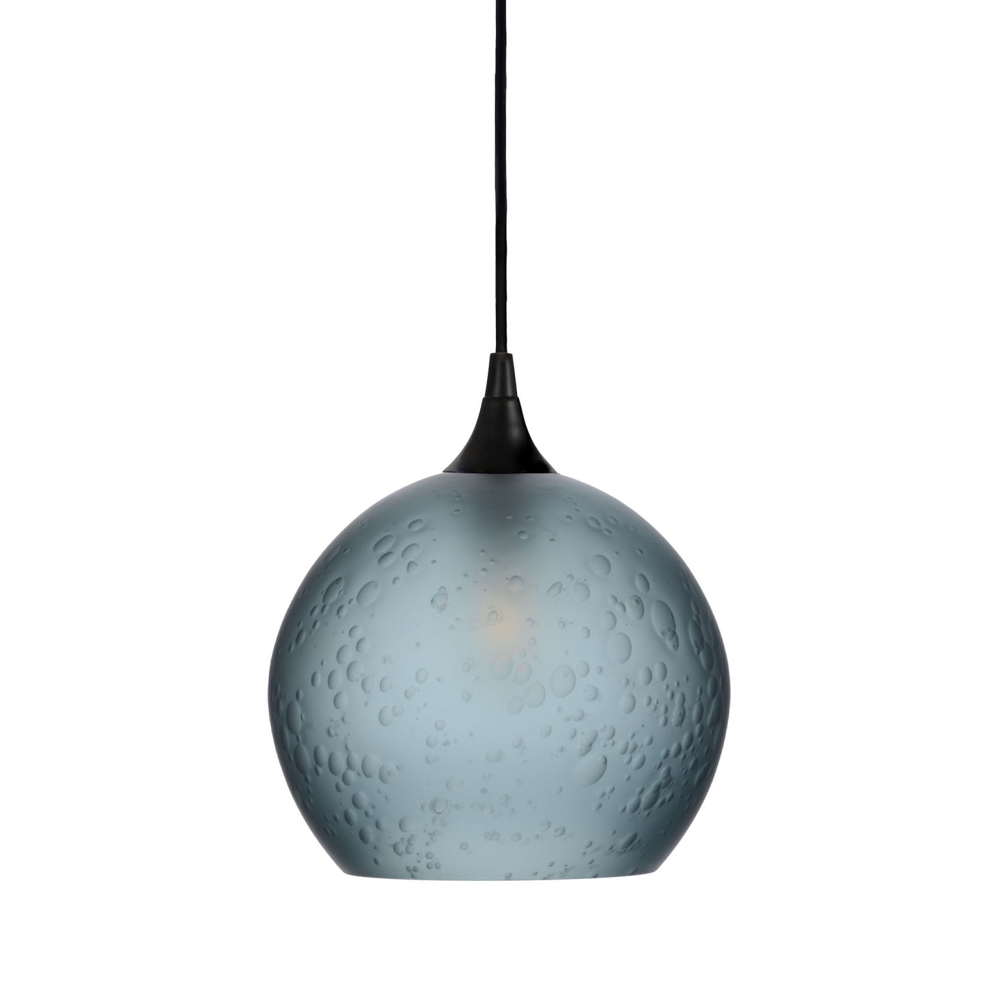 768 Single Pendant Light-Bicycle Glass Co-Matte Black 15ft Cord + Track Mount-Celestial-Slate Gray-Bicycle Glass Co