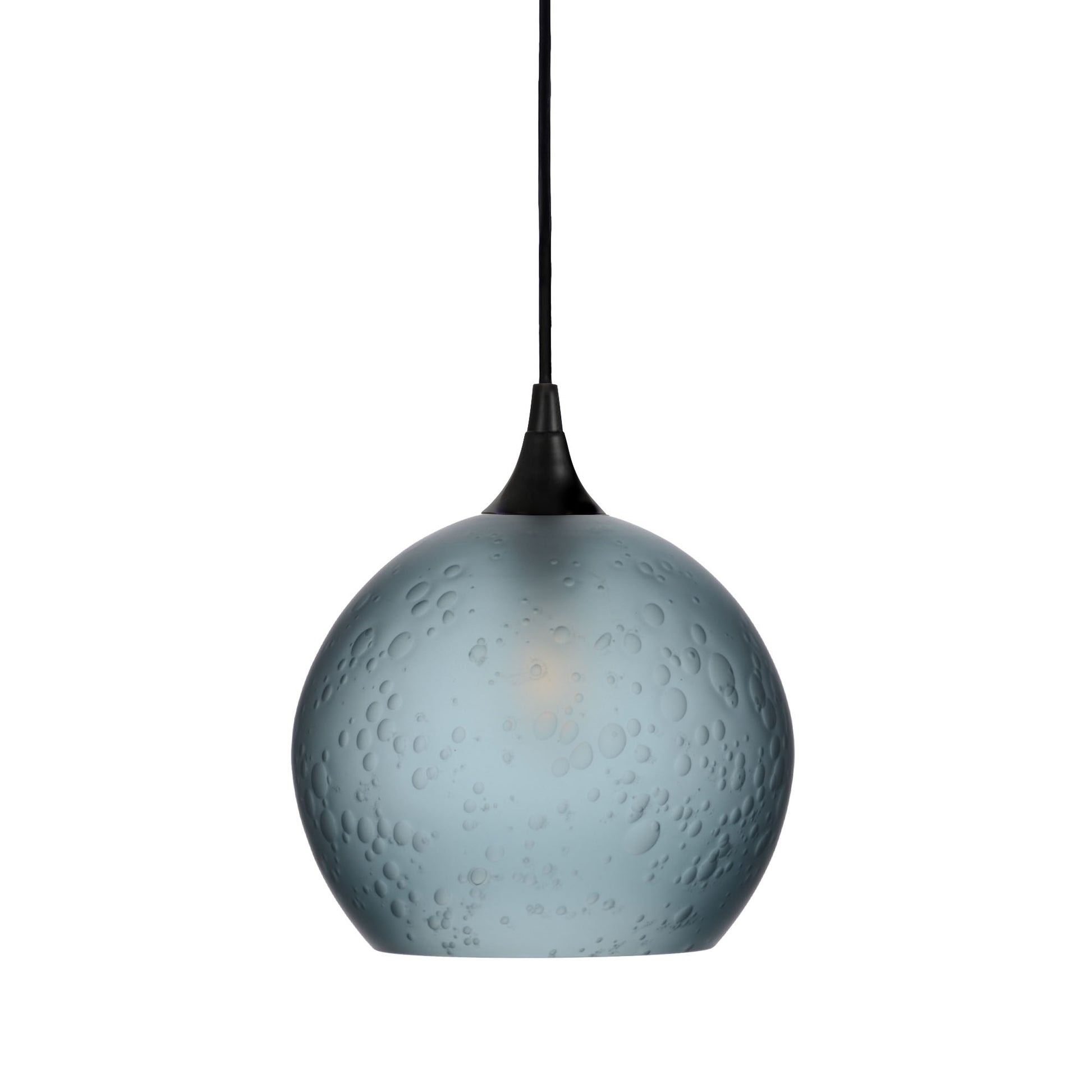 768 Single Pendant Light-Bicycle Glass Co-Matte Black 15ft Cord + Track Mount-Celestial-Slate Gray-Bicycle Glass Co