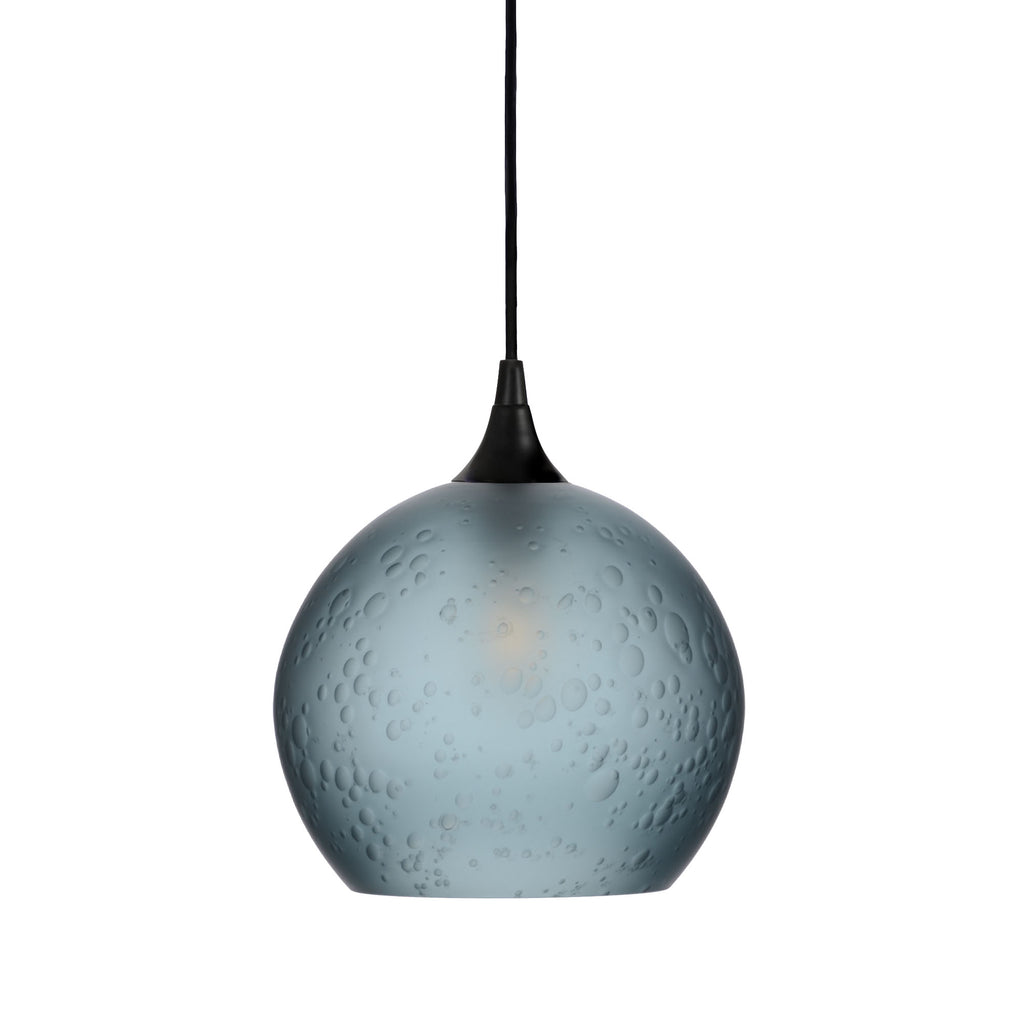 768 Single Pendant Light-Bicycle Glass Co-Matte Black 15ft Cord + Track Mount-Celestial-Slate Gray-Bicycle Glass Co