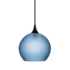768 Single Pendant Light-Bicycle Glass Co-Matte Black 15ft Cord + Track Mount-Celestial-Steel Blue-Bicycle Glass Co