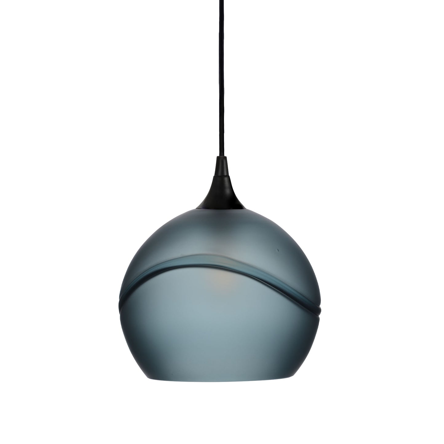 768 Single Pendant Light-Bicycle Glass Co-Matte Black - 4ft Cord-Glacial-Slate Gray-Bicycle Glass Co