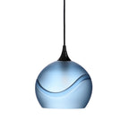 768 Single Pendant Light-Bicycle Glass Co-Matte Black 15ft Cord + Track Mount-Glacial-Steel Blue-Bicycle Glass Co