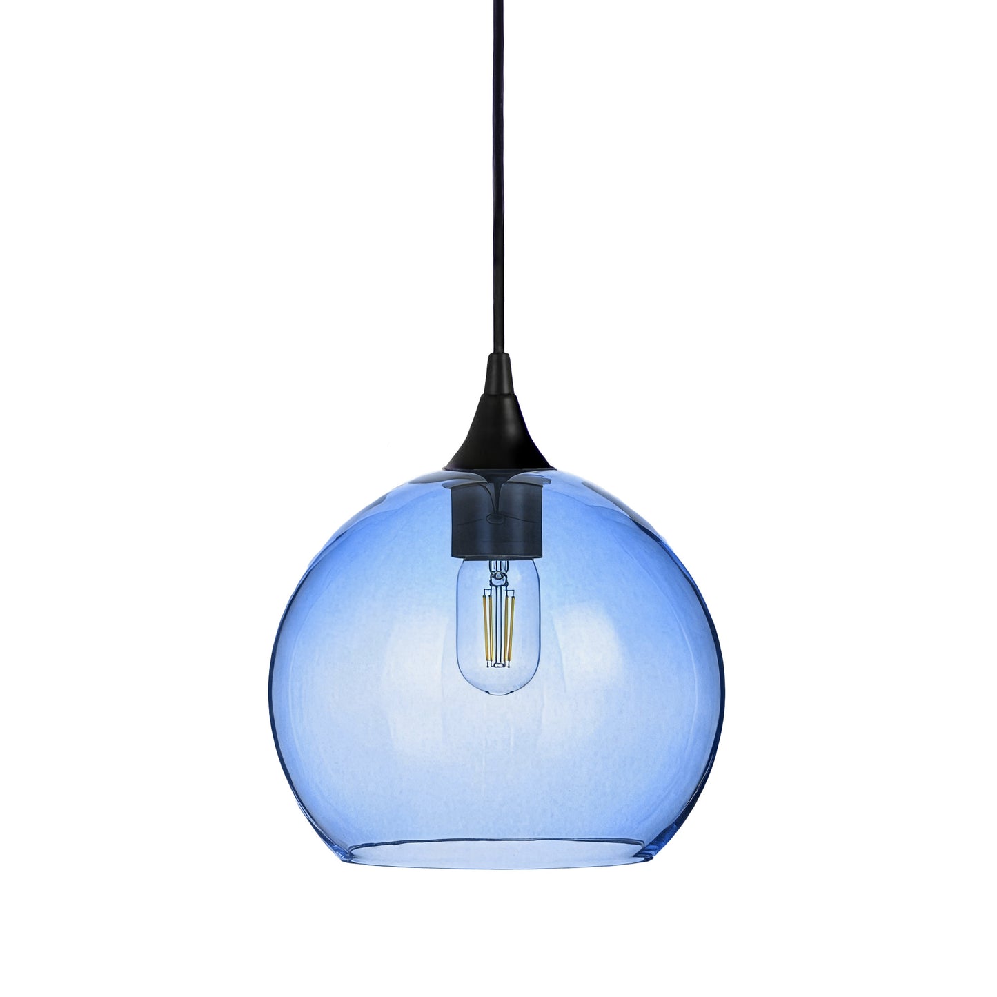 768 Single Pendant Light-Bicycle Glass Co-Matte Black - 4ft Cord-Lucent-Steel Blue-Bicycle Glass Co