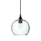 768 Single Pendant Light-Bicycle Glass Co-Matte Black 15ft Cord + Track Mount-Lunar-Eco Clear-Bicycle Glass Co