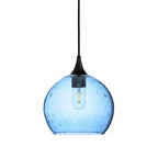 768 Single Pendant Light-Bicycle Glass Co-Matte Black 15ft Cord + Track Mount-Lunar-Steel Blue-Bicycle Glass Co