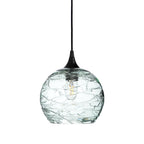 768 Single Pendant Light-Bicycle Glass Co-Matte Black 15ft Cord + Track Mount-Spun-Eco Clear-Bicycle Glass Co
