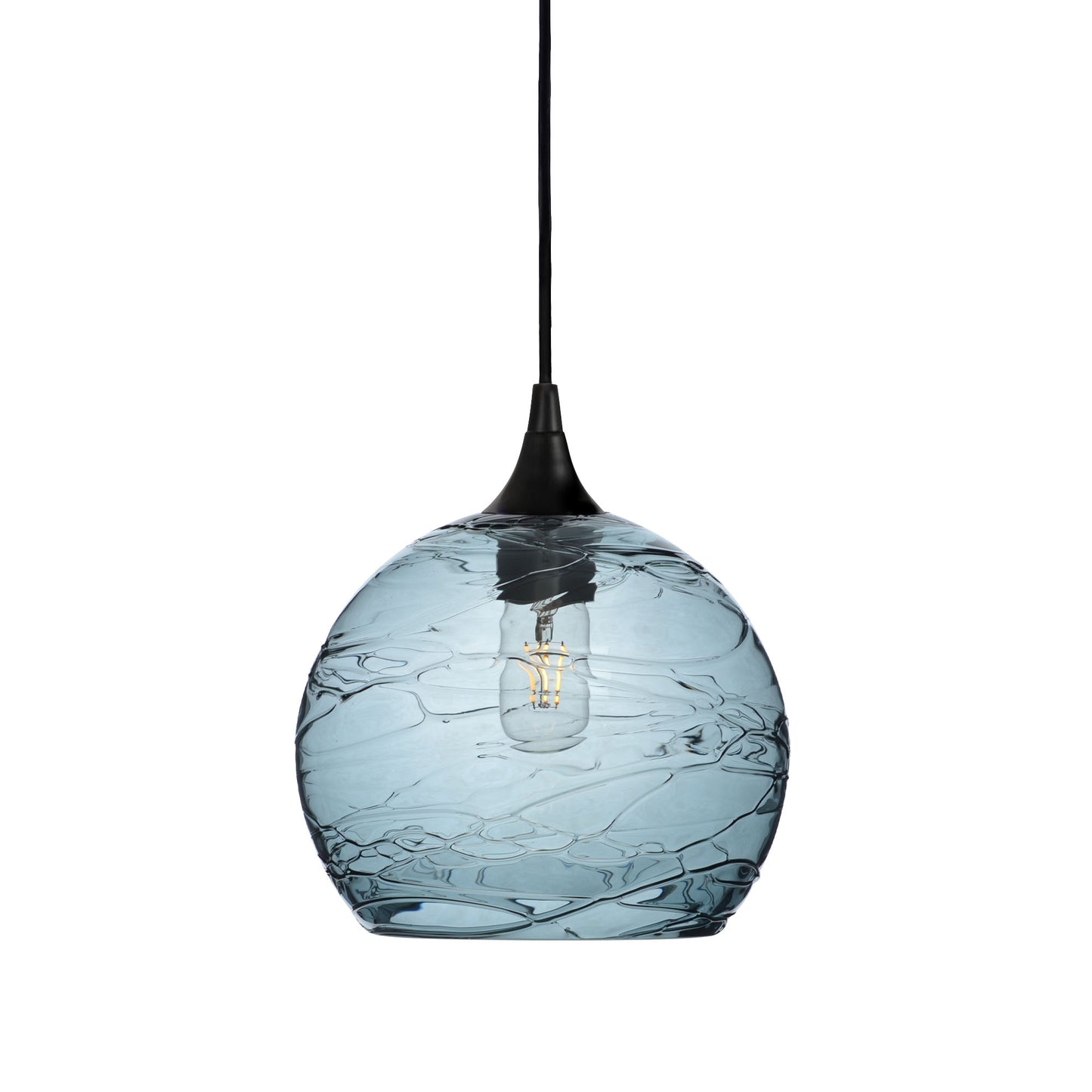 768 Single Pendant Light-Bicycle Glass Co-Matte Black 15ft Cord + Track Mount-Spun-Slate Gray-Bicycle Glass Co