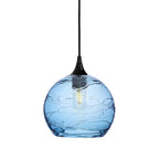 768 Single Pendant Light-Bicycle Glass Co-Matte Black 15ft Cord + Track Mount-Spun-Steel Blue-Bicycle Glass Co