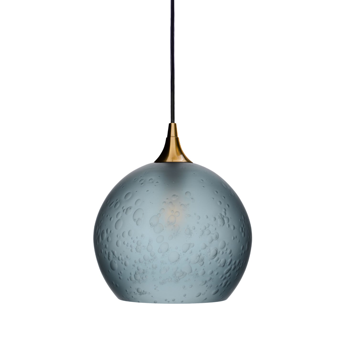 768 Single Pendant Light-Bicycle Glass Co-Polished Brass - 4ft Cord-Celestial-Slate Gray-Bicycle Glass Co