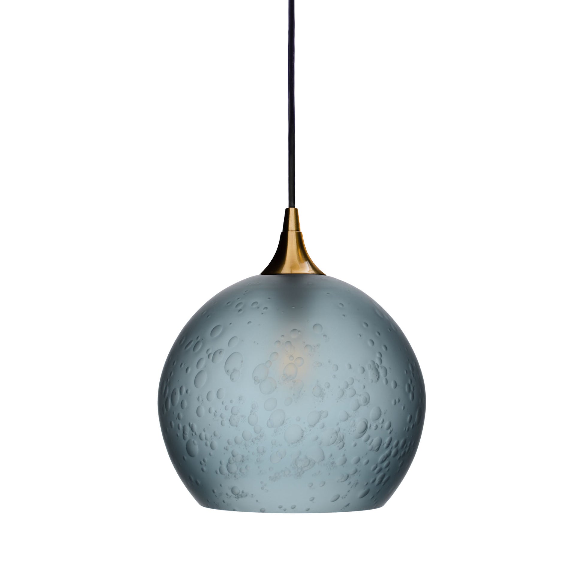 768 Single Pendant Light-Bicycle Glass Co-Polished Brass - 4ft Cord-Celestial-Slate Gray-Bicycle Glass Co