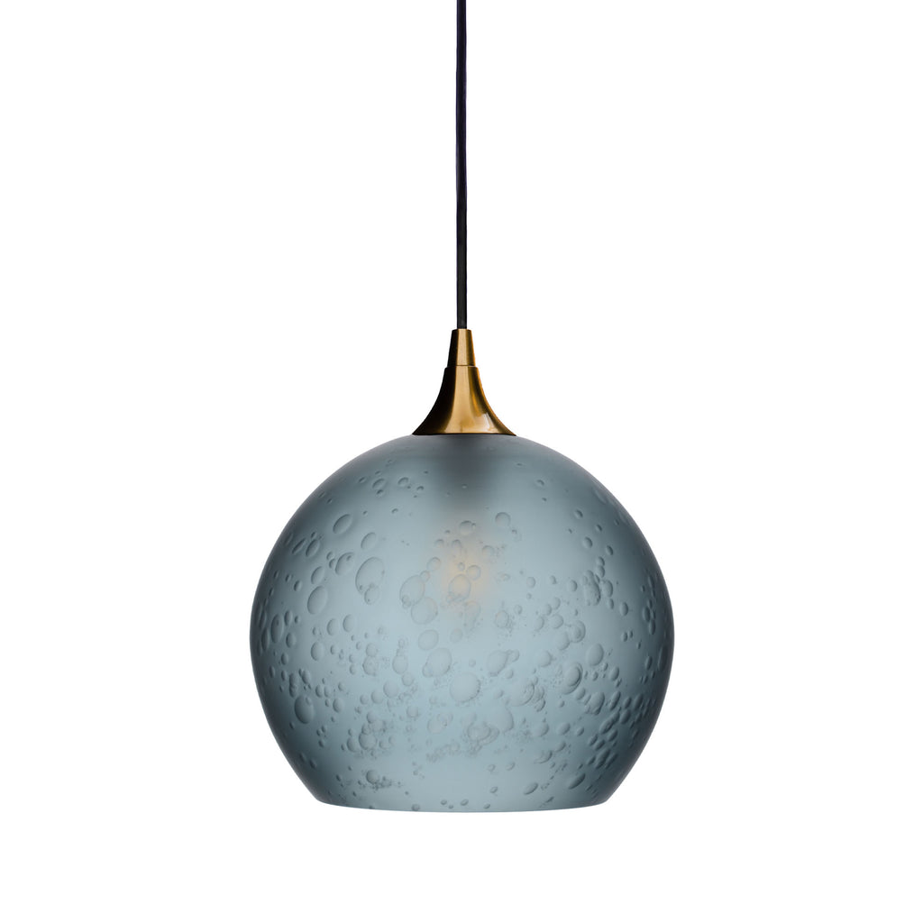 768 Single Pendant Light-Bicycle Glass Co-Polished Brass - 4ft Cord-Celestial-Slate Gray-Bicycle Glass Co