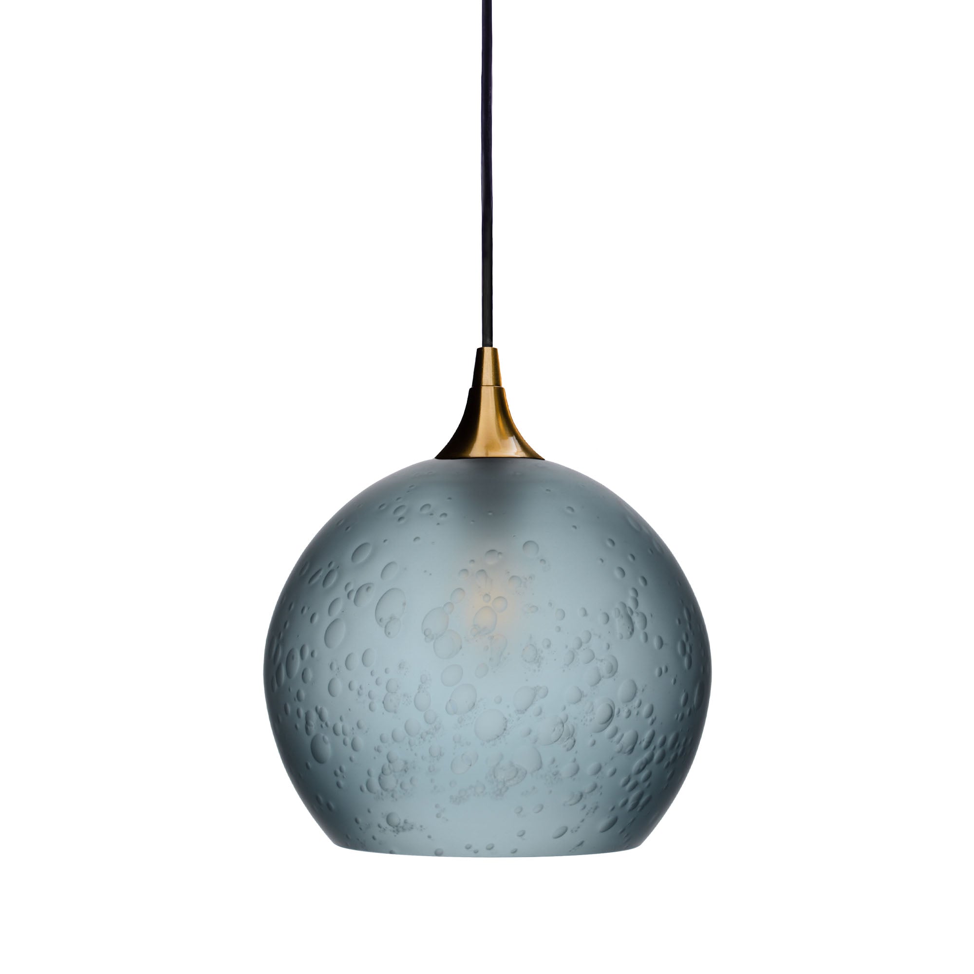 768 Single Pendant Light-Bicycle Glass Co-Polished Brass - 4ft Cord-Celestial-Slate Gray-Bicycle Glass Co