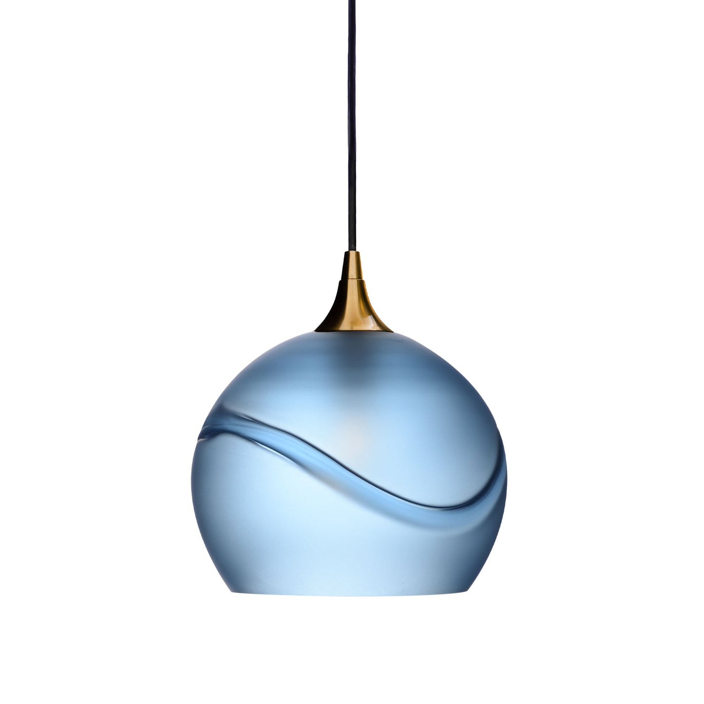 768 Single Pendant Light-Bicycle Glass Co-Polished Brass - 4ft Cord-Glacial-Steel Blue-Bicycle Glass Co
