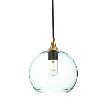 768 Single Pendant Light-Bicycle Glass Co-Polished Brass - 4ft Cord-Lucent-Eco Clear-Bicycle Glass Co