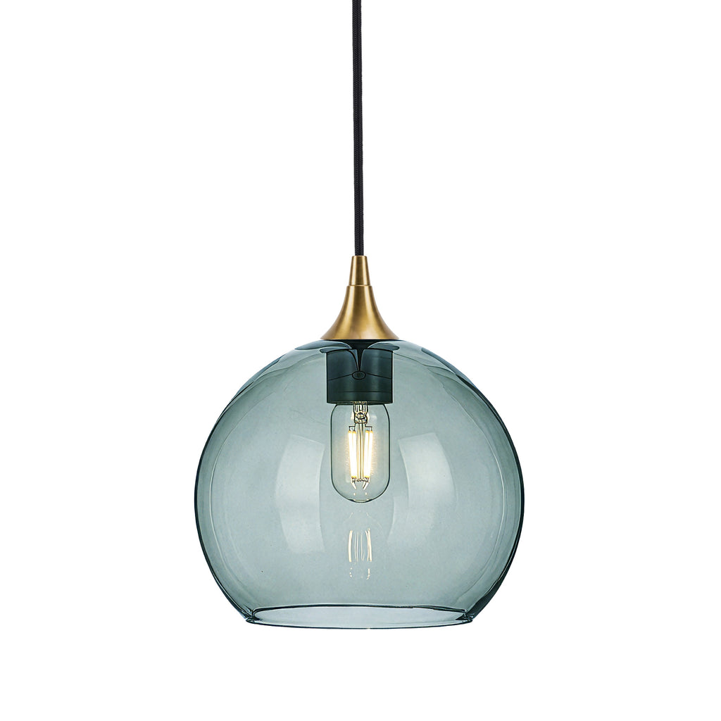 768 Single Pendant Light-Bicycle Glass Co-Polished Brass - 4ft Cord-Lucent-Slate Gray-Bicycle Glass Co