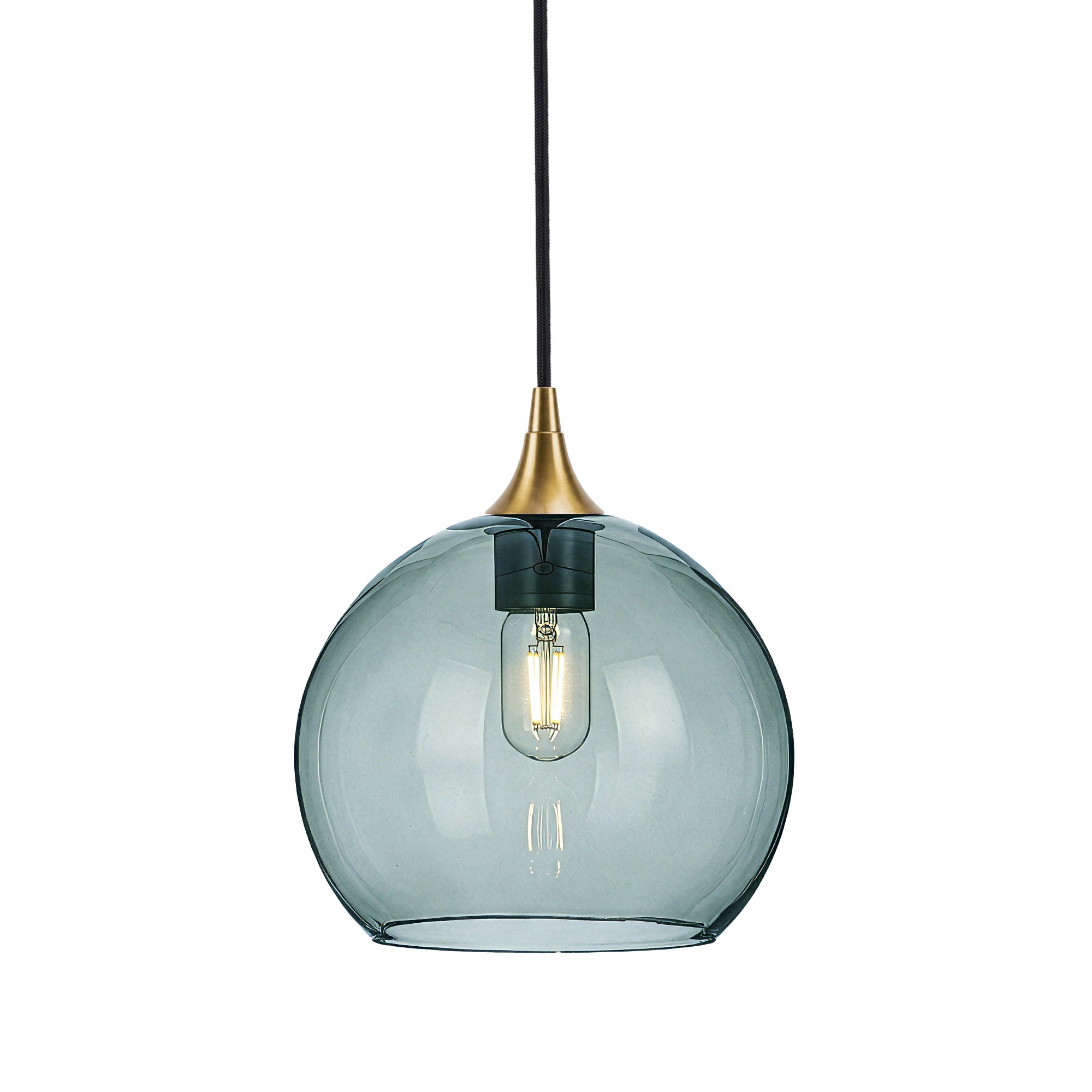 768 Single Pendant Light-Bicycle Glass Co-Polished Brass - 4ft Cord-Lucent-Slate Gray-Bicycle Glass Co