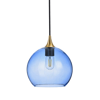 768 Single Pendant Light-Bicycle Glass Co-Polished Brass - 4ft Cord-Lucent-Steel Blue-Bicycle Glass Co
