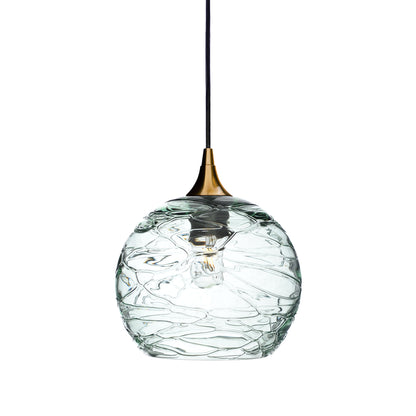 768 Single Pendant Light-Bicycle Glass Co-Polished Brass - 4ft Cord-Spun-Eco Clear-Bicycle Glass Co