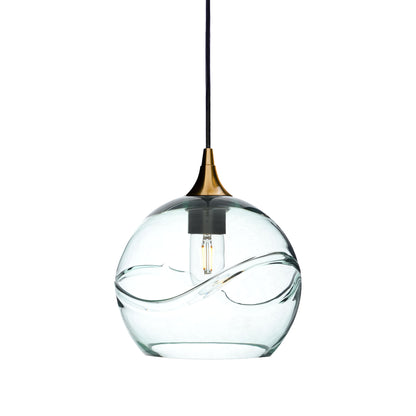 768 Single Pendant Light-Bicycle Glass Co-Polished Brass - 4ft Cord-Swell-Eco Clear-Bicycle Glass Co