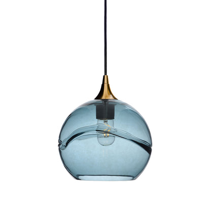 768 Single Pendant Light-Bicycle Glass Co-Polished Brass - 4ft Cord-Swell-Slate Gray-Bicycle Glass Co