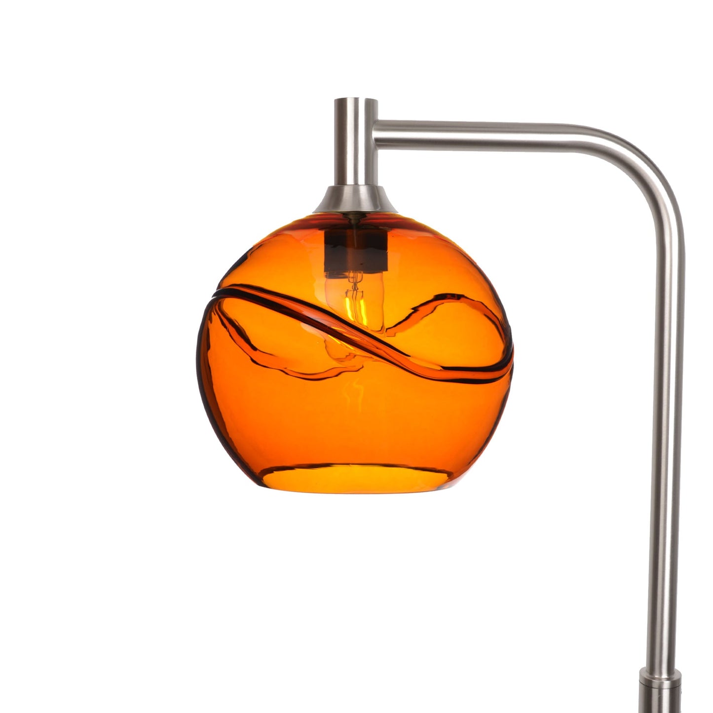 768 Swell: Floor Lamp-Glass-Bicycle Glass Co - Hotshop-Golden Amber-Brushed Nickel-Bicycle Glass Co