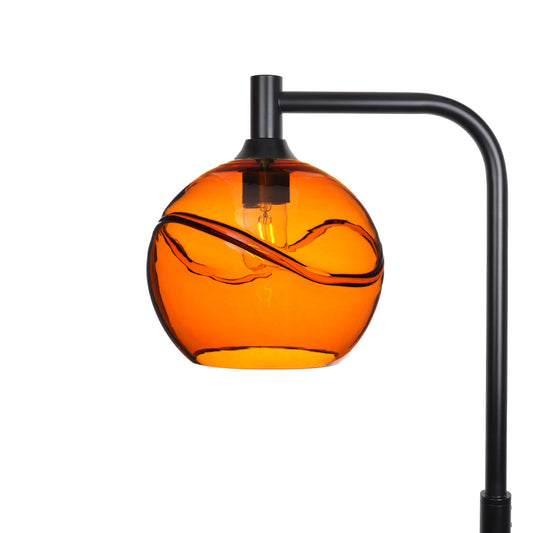 768 Swell: Floor Lamp-Glass-Bicycle Glass Co - Hotshop-Golden Amber-Matte Black-Bicycle Glass Co