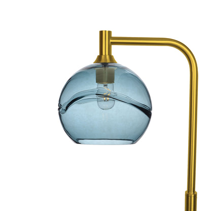 768 Swell: Floor Lamp-Glass-Bicycle Glass Co - Hotshop-Slate Gray-Polished Brass-Bicycle Glass Co