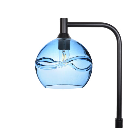 768 Swell: Floor Lamp-Glass-Bicycle Glass Co - Hotshop-Steel Blue-Matte Black-Bicycle Glass Co