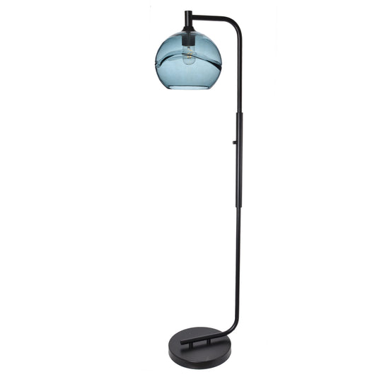 768 Swell: Floor Lamp-Glass-Bicycle Glass Co - Hotshop-Steel Blue-Matte Black-Bicycle Glass Co