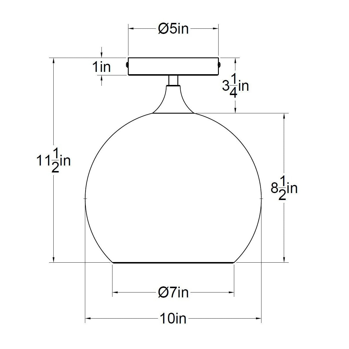 768 Swell: Semi Flush Light-Glass-Bicycle Glass Co-Steel Blue-Bicycle Glass Co