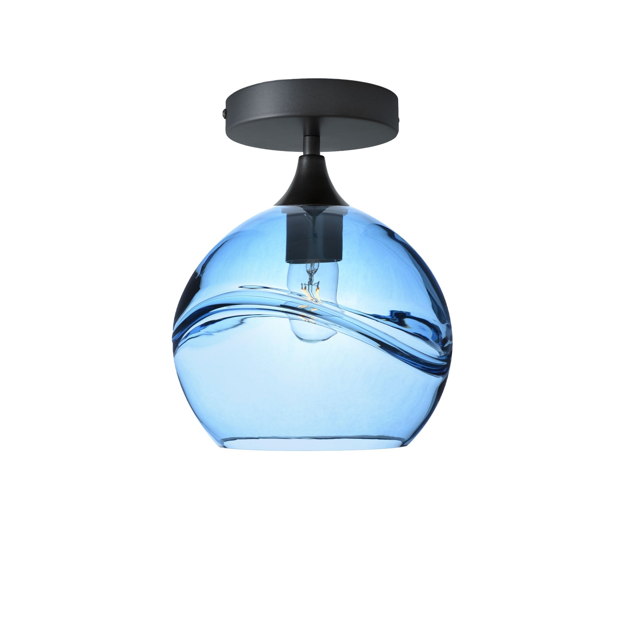 768 Swell: Semi Flush Light-Glass-Bicycle Glass Co - Hotshop-Steel Blue-Antique Bronze-Bicycle Glass Co