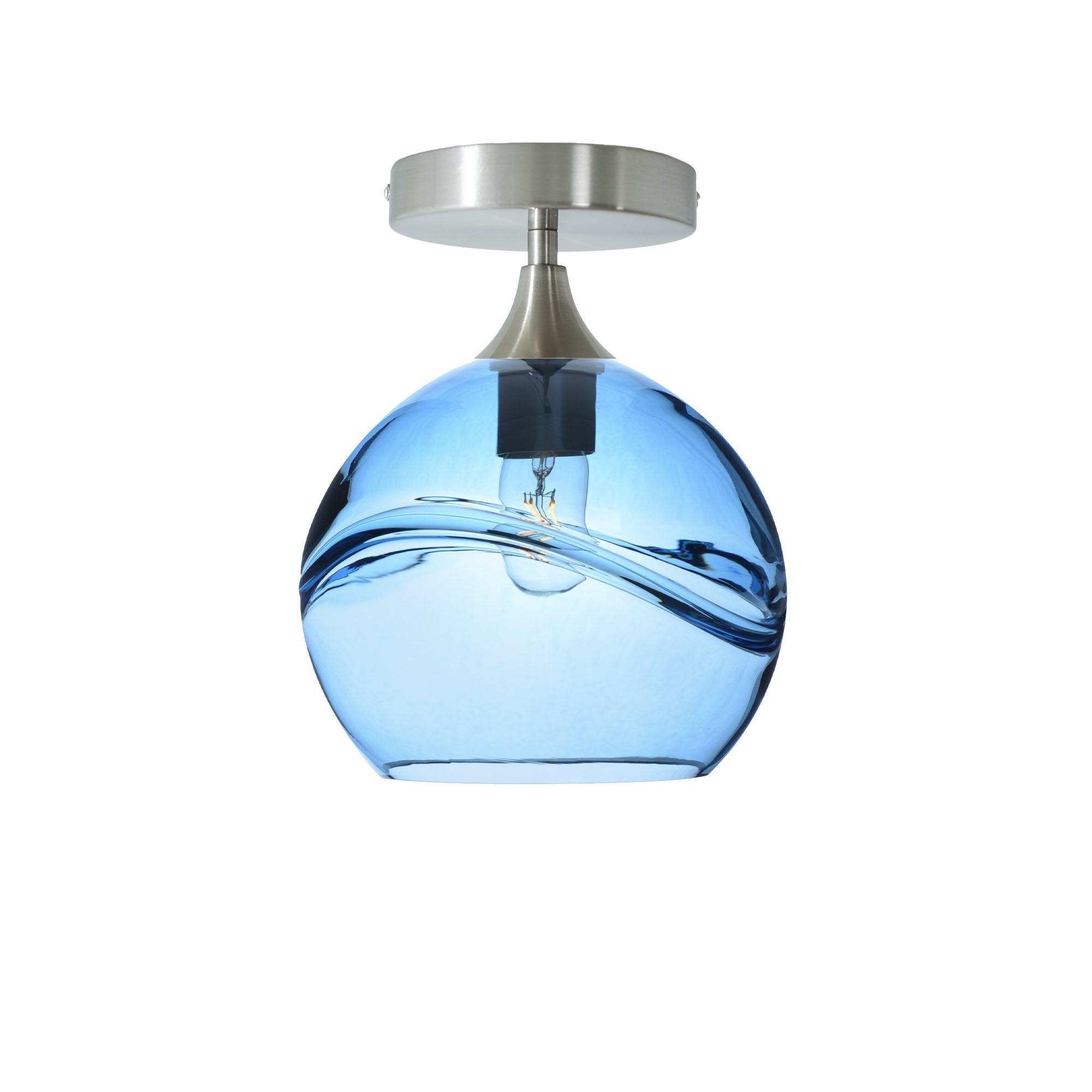 768 Swell: Semi Flush Light-Glass-Bicycle Glass Co - Hotshop-Steel Blue-Brushed Nickel-Bicycle Glass Co
