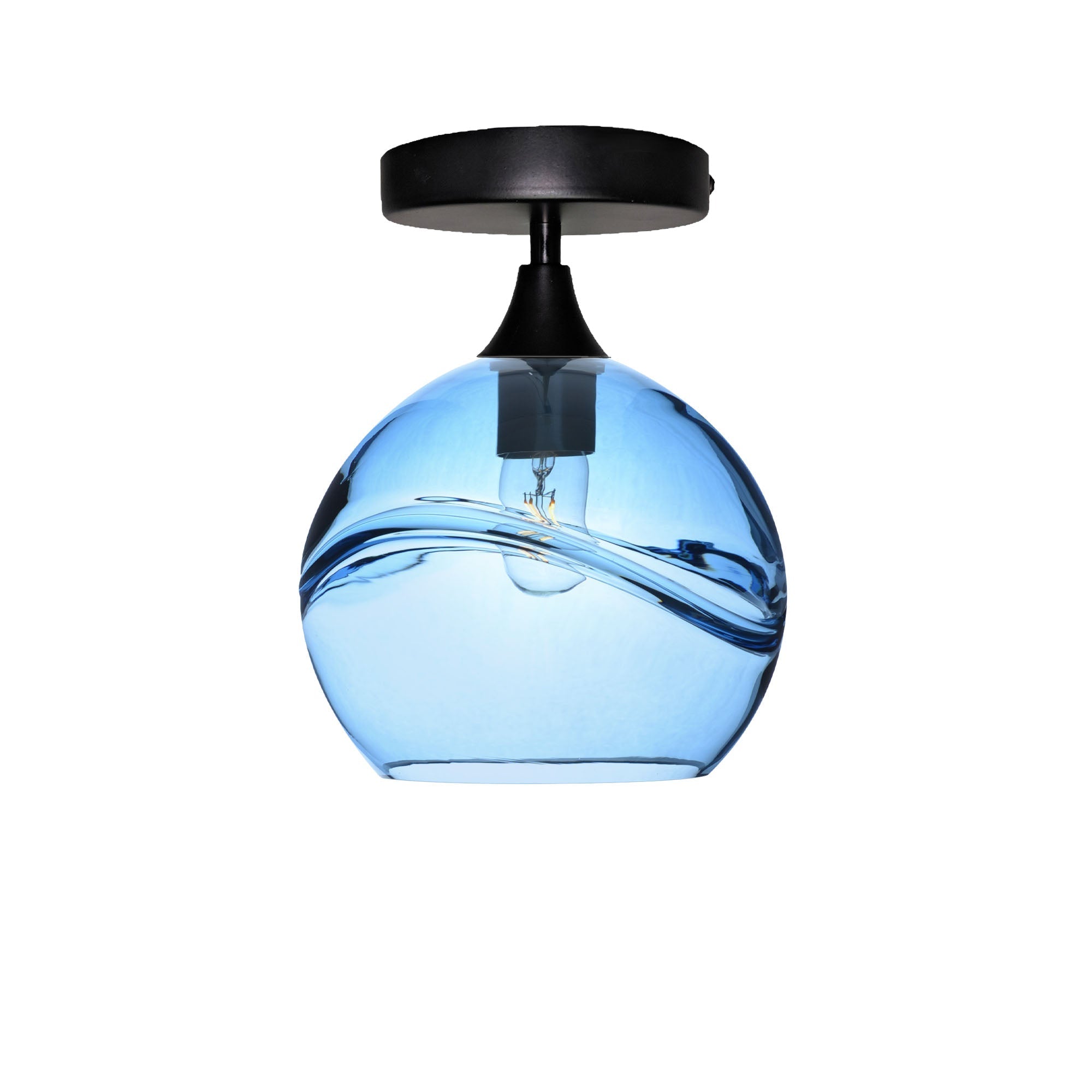 768 Swell: Semi Flush Light-Glass-Bicycle Glass Co - Hotshop-Steel Blue-Matte Black-Bicycle Glass Co