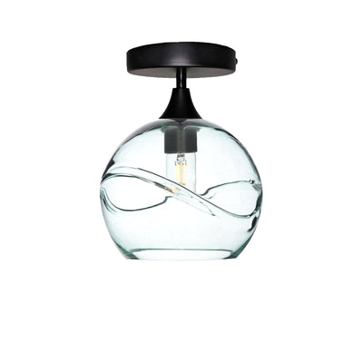 768 Swell: Semi Flush Light-Glass-Bicycle Glass Co - Hotshop-Eco Clear-Matte Black-Bicycle Glass Co