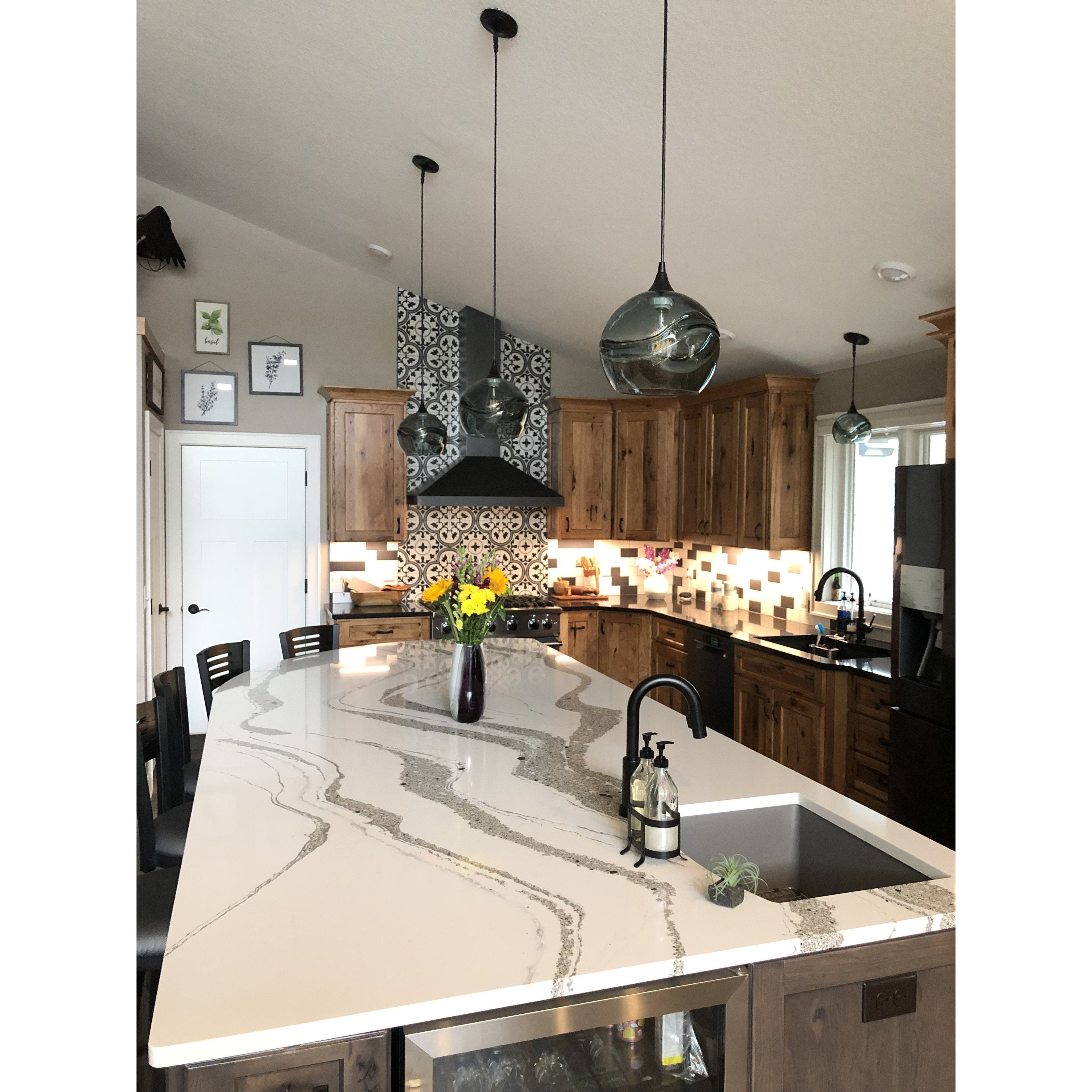 Swell Single Pendant Light: Form No. 768-Pendant Lights-Bicycle Glass Co-Steel Blue-Bicycle Glass Co