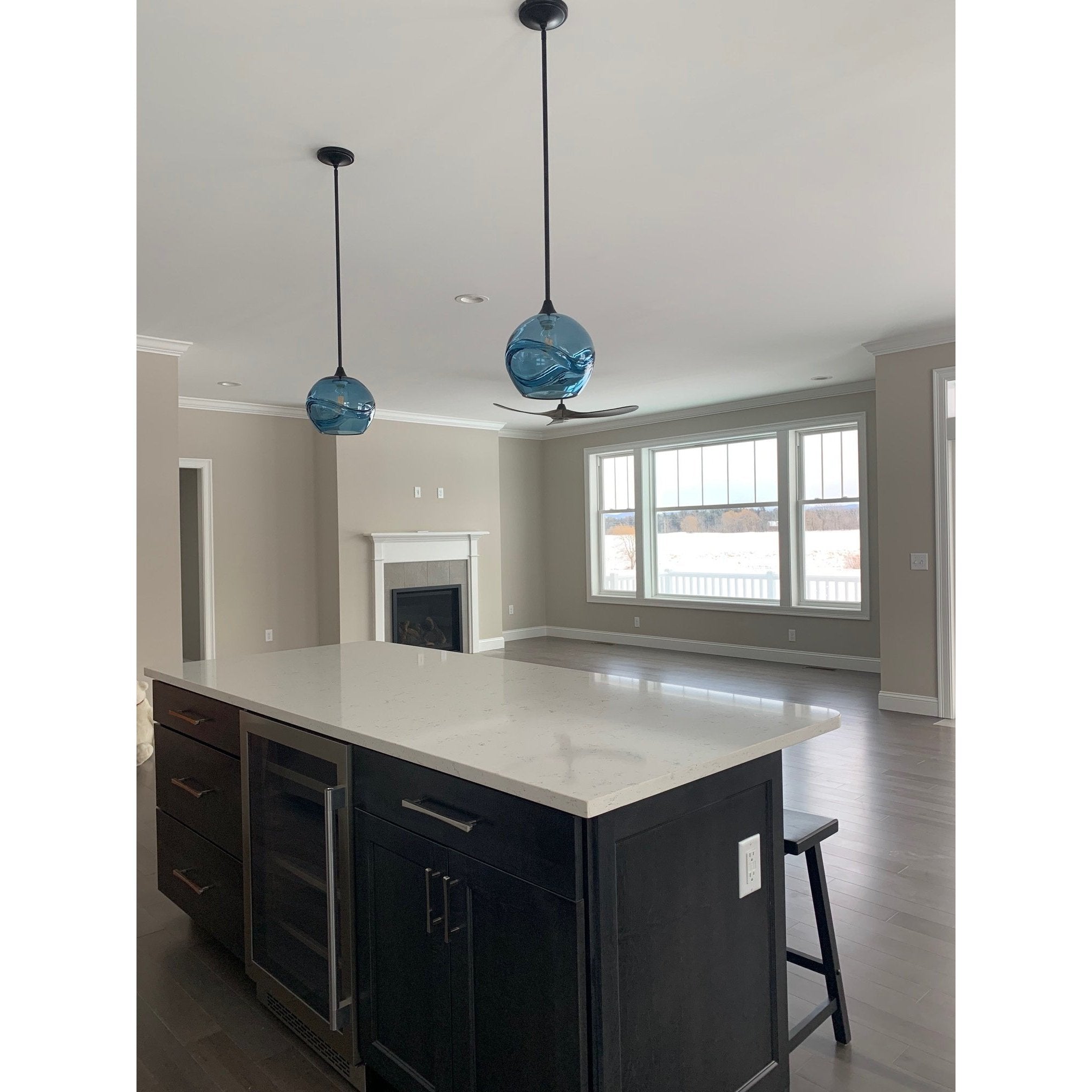 768 Swell: Single Pendant Light-Large Pendant Lights-Bicycle Glass Co-Steel Blue-Bicycle Glass Co