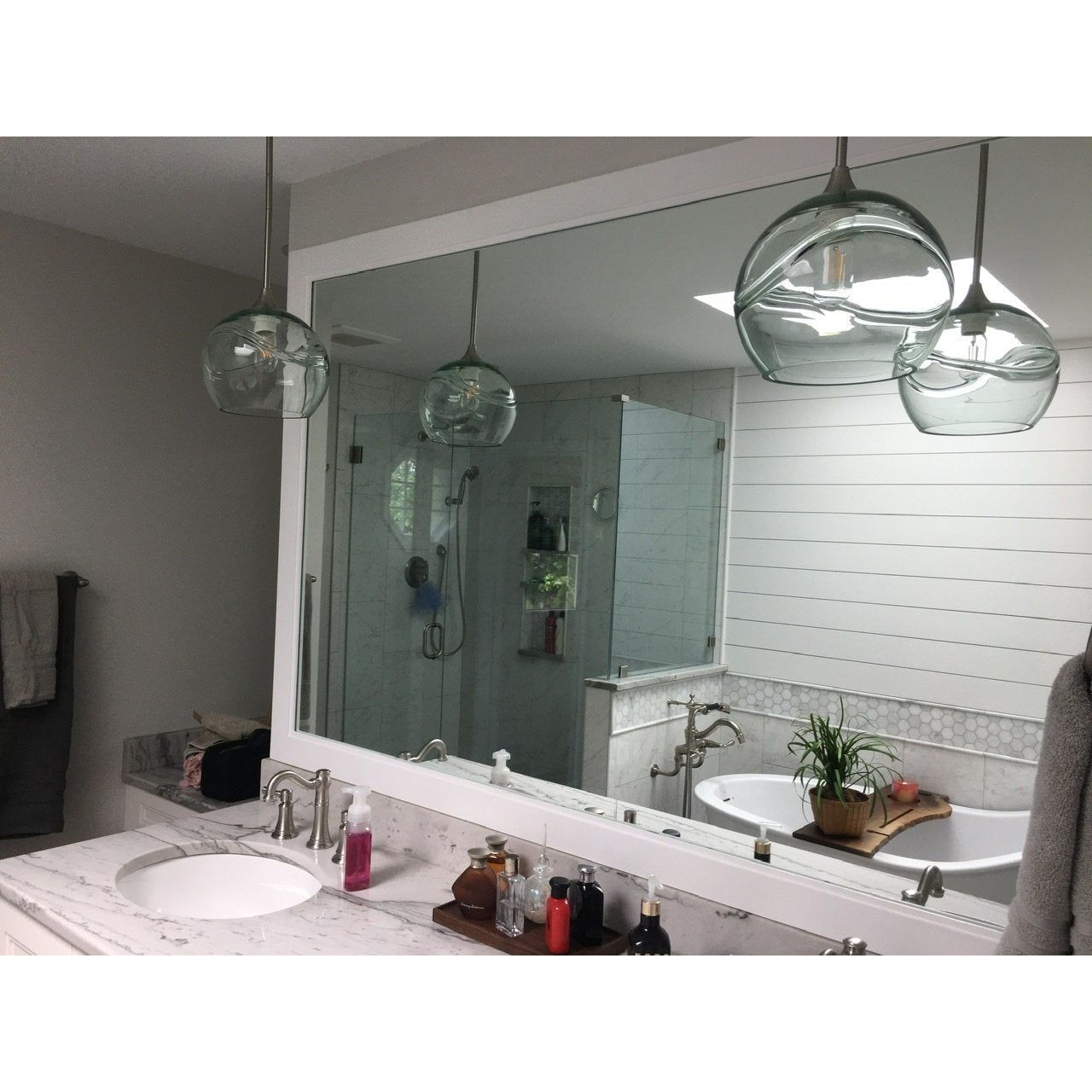 768 Swell: Single Pendant Light-Large Pendant Lights-Bicycle Glass Co-Steel Blue-Bicycle Glass Co
