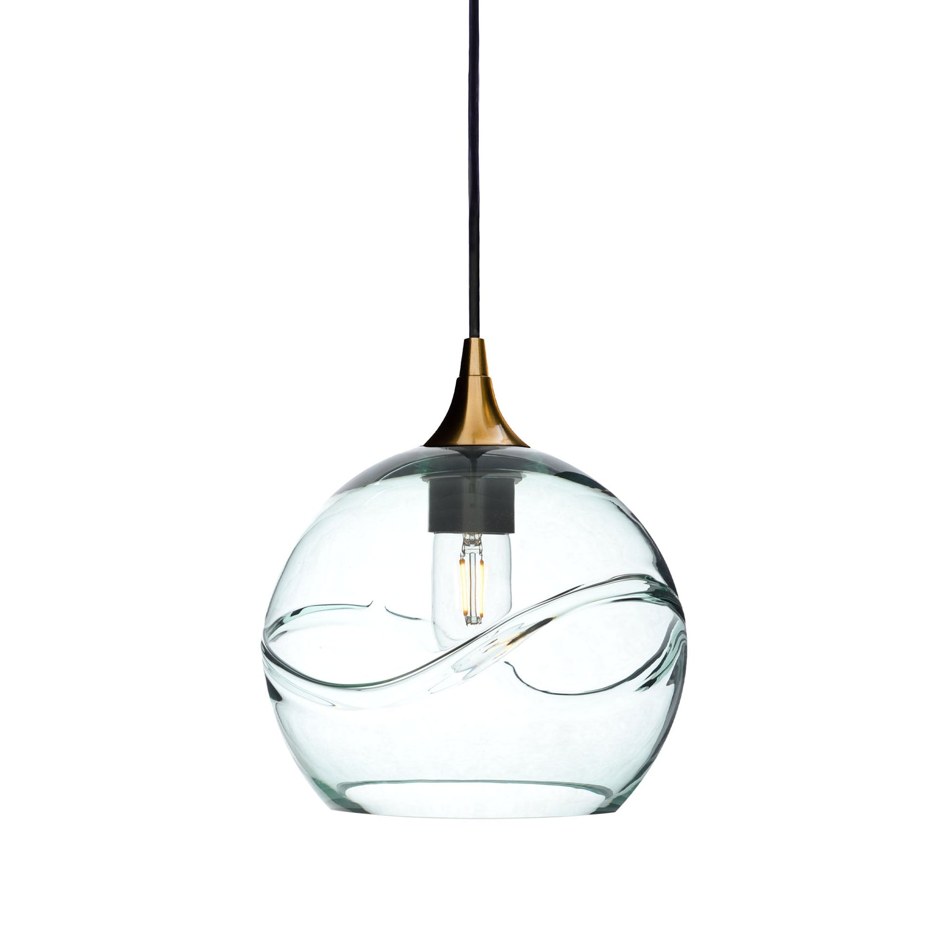 768 Swell: Single Pendant Light-Glass-Bicycle Glass Co - Hotshop-Eco Clear-Polished Brass-Bicycle Glass Co
