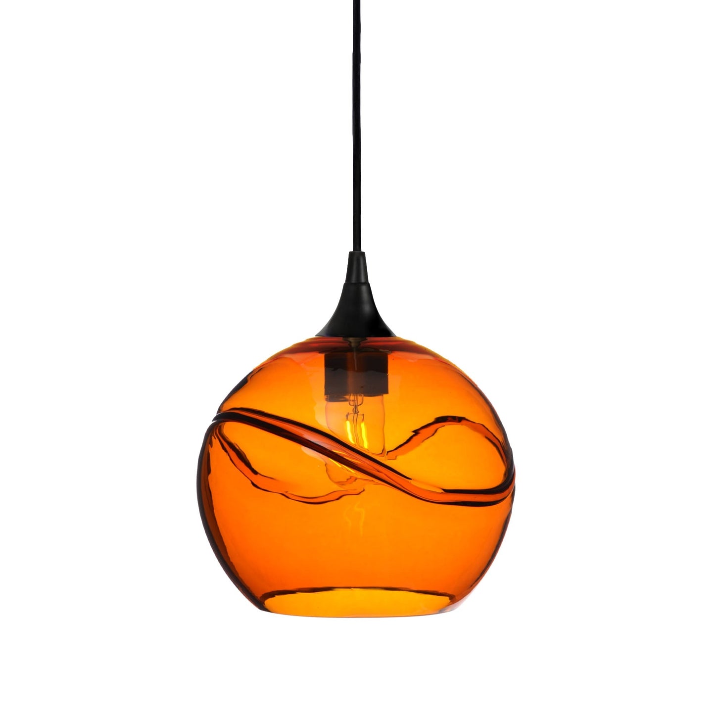 768 Swell: Single Pendant Light-Glass-Bicycle Glass Co - Hotshop-Harvest Gold-Matte Black-Bicycle Glass Co