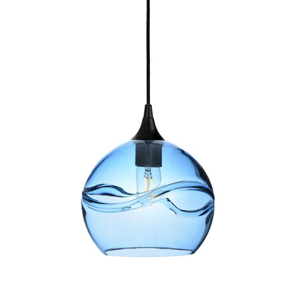 768 Swell: Single Pendant Light-Glass-Bicycle Glass Co - Hotshop-Steel Blue-Matte Black-Bicycle Glass Co