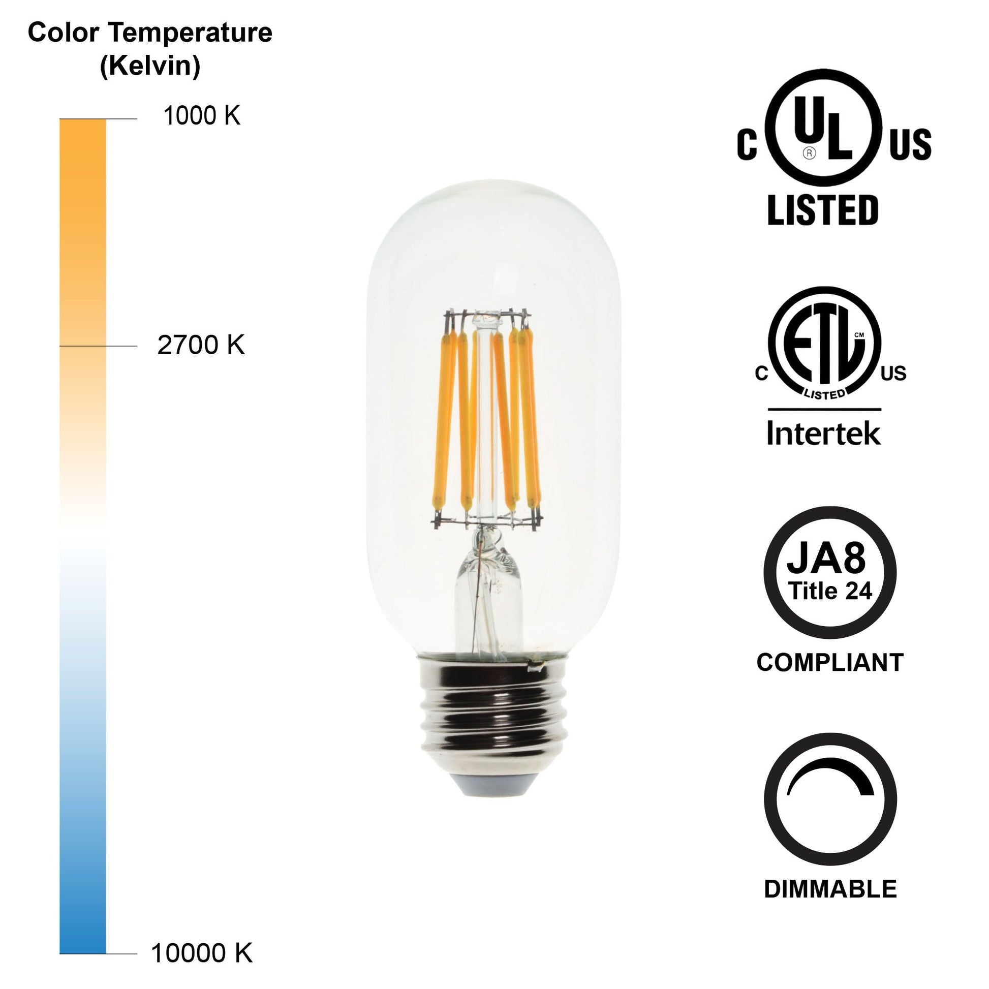 8 Watt Dimmable Filament Bulb - 2700k-Lightbulb-Bicycle Glass Co - Hardware-Single Bulb-Bicycle Glass Co