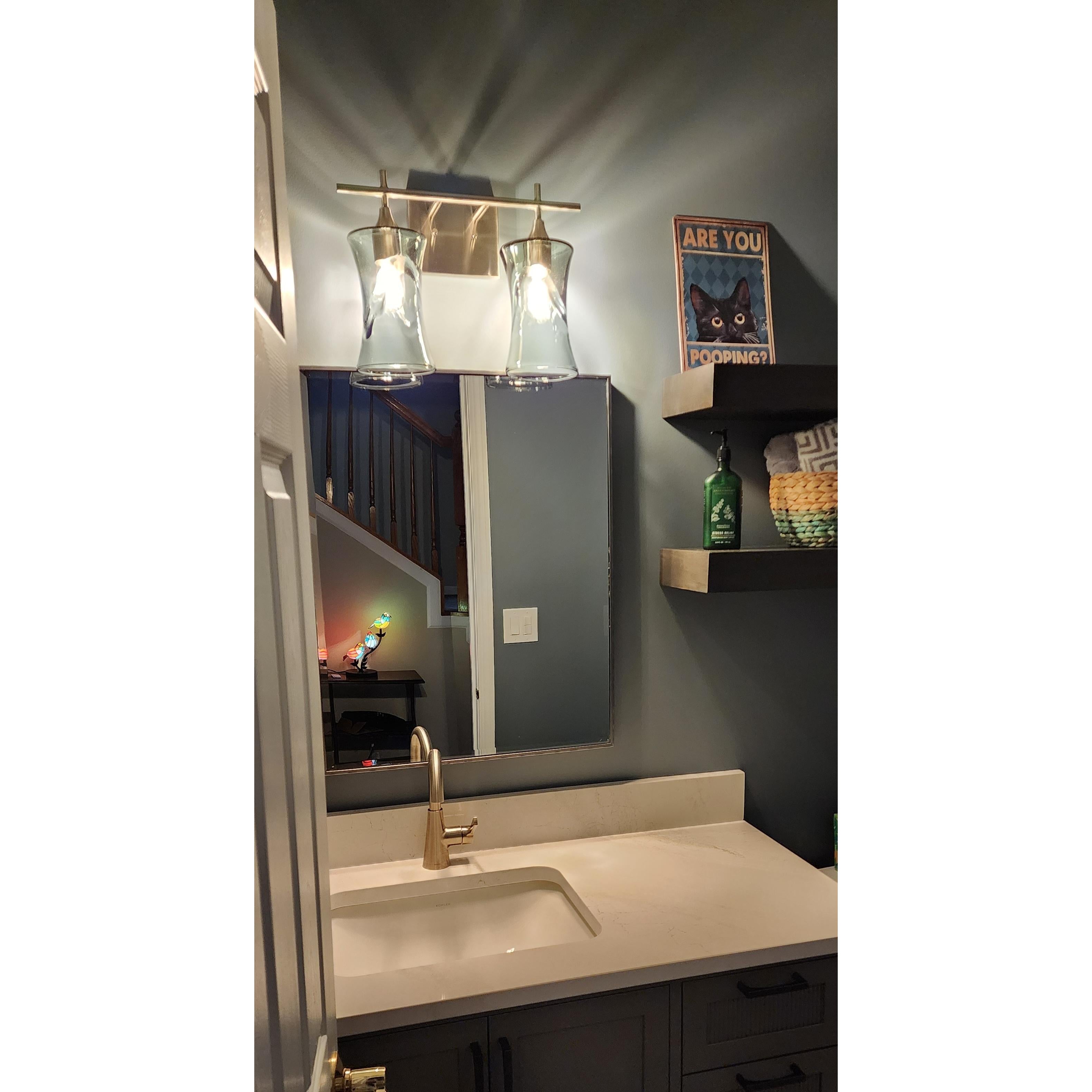 818 2-Light Wall Vanity-Glass-Bicycle Glass Co - Hotshop-Brushed Nickel-Lunar-Steel Blue-Bicycle Glass Co