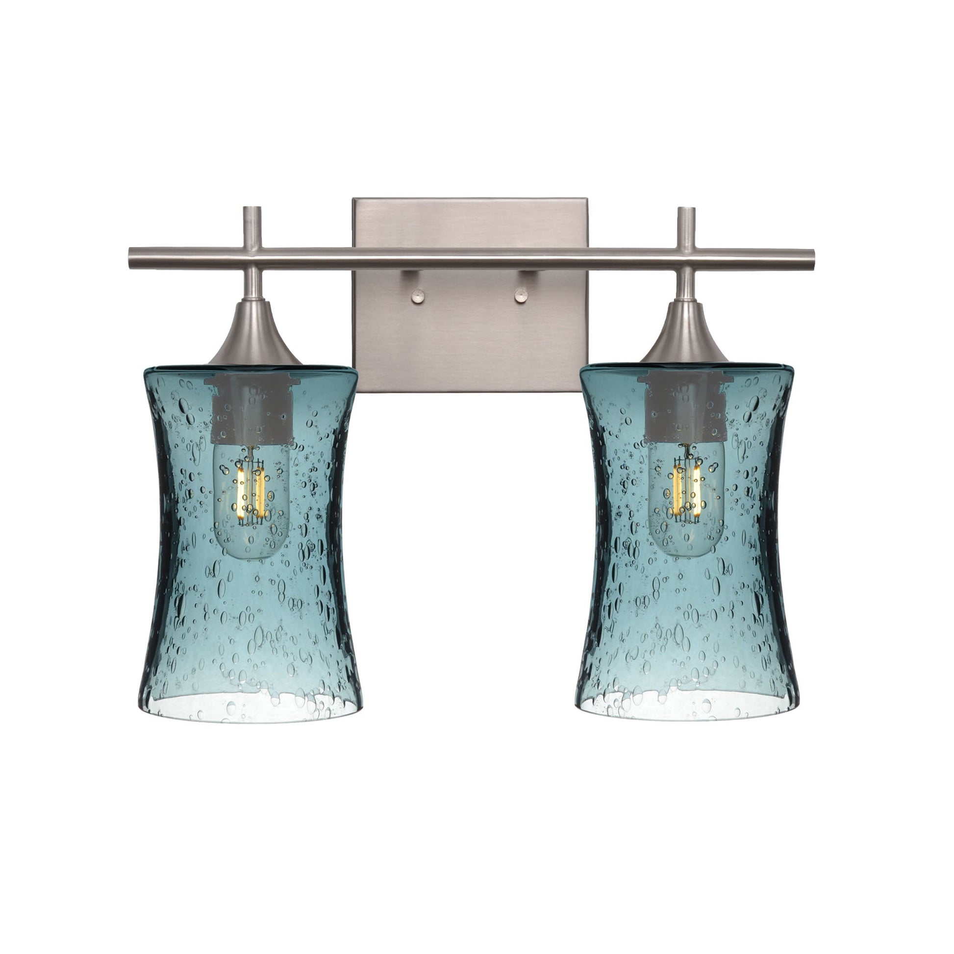 818 2-Light Wall Vanity-Glass-Bicycle Glass Co - Hotshop-Brushed Nickel-Lunar-Steel Blue-Bicycle Glass Co