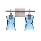 818 2-Light Wall Vanity-Glass-Bicycle Glass Co - Hotshop-Brushed Nickel-Lunar-Steel Blue-Bicycle Glass Co