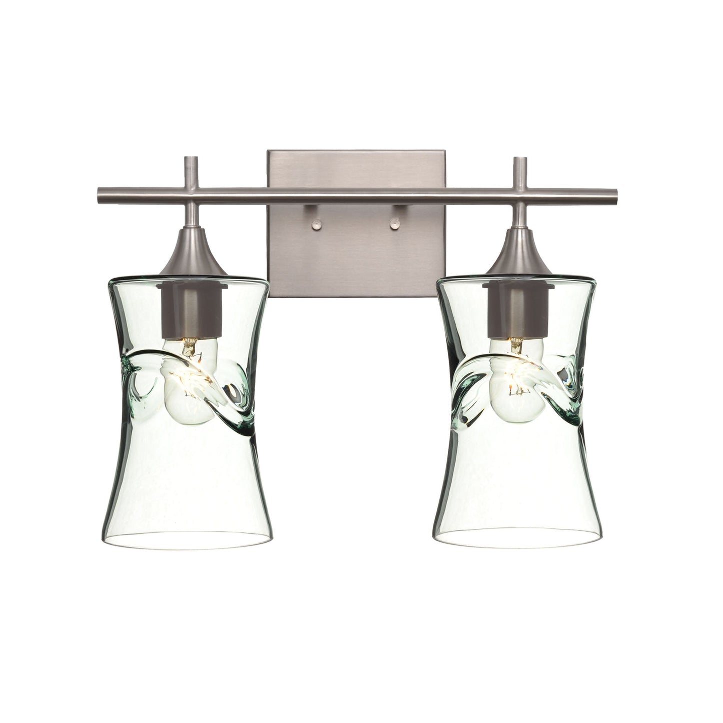 818 2-Light Wall Vanity-Glass-Bicycle Glass Co - Hotshop-Brushed Nickel-Lunar-Steel Blue-Bicycle Glass Co