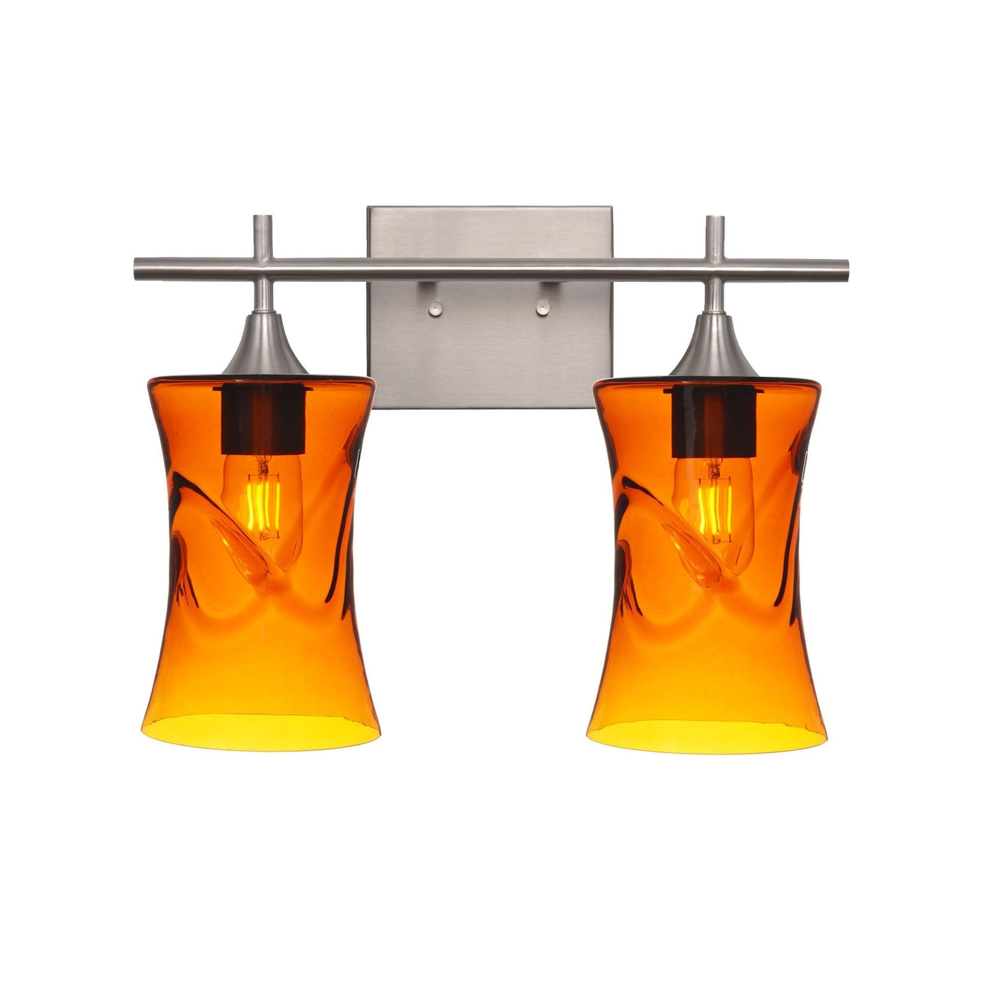 818 2-Light Wall Vanity-Glass-Bicycle Glass Co - Hotshop-Brushed Nickel-Lunar-Steel Blue-Bicycle Glass Co