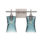 818 2-Light Wall Vanity-Glass-Bicycle Glass Co - Hotshop-Brushed Nickel-Lunar-Steel Blue-Bicycle Glass Co